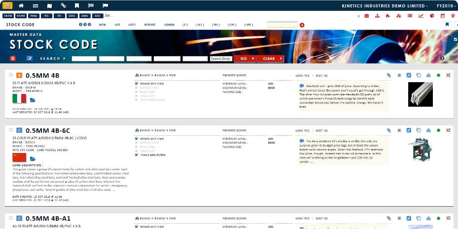 Globe3 System Master Data screenshot - Globe3 ERP Malaysia